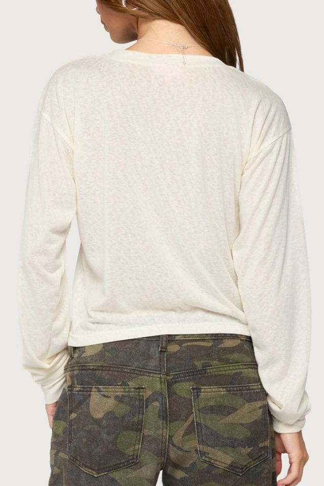 Edikted Naely Long Sleeve V Neck Top #4