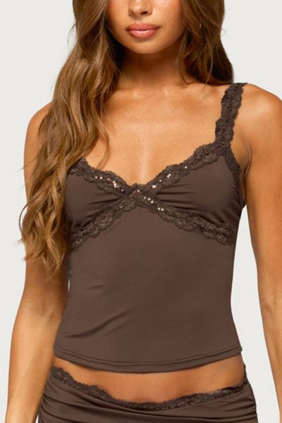 Edikted Limor Sequin Lacey Tank Top