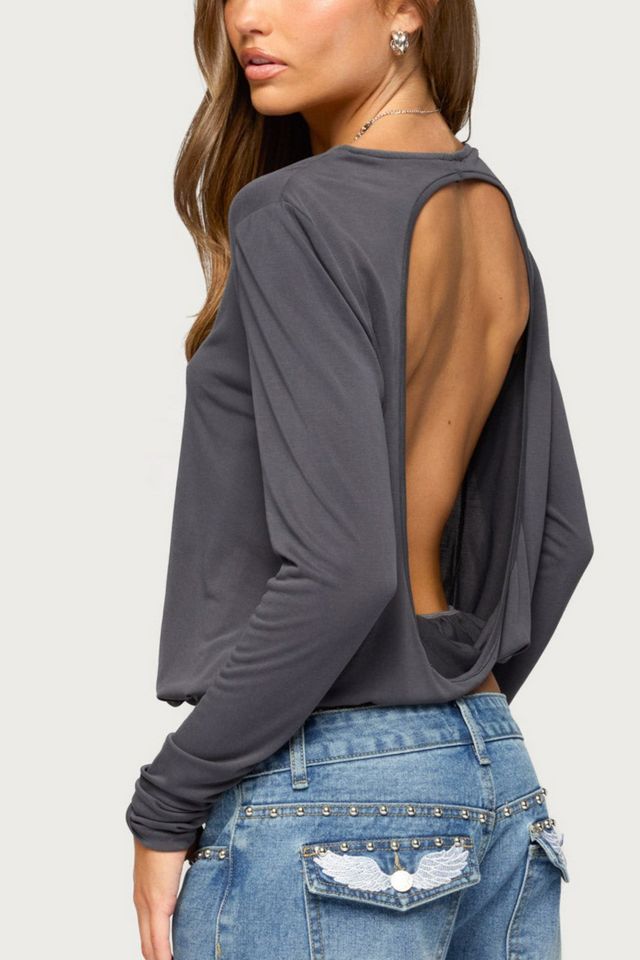 Edikted Kinslee Backless Long Sleeve Top #4