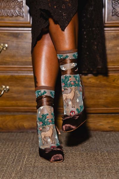 Sock Candy Good Enchanted Deer Shimmer Sheer Sock