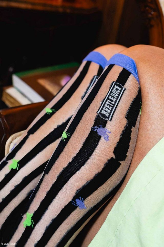 Sock Candy Beetlejuice™ Striped Knee High Sheer Sock #1