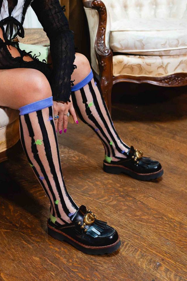 Sock Candy Beetlejuice™ Striped Knee High Sheer Sock #3