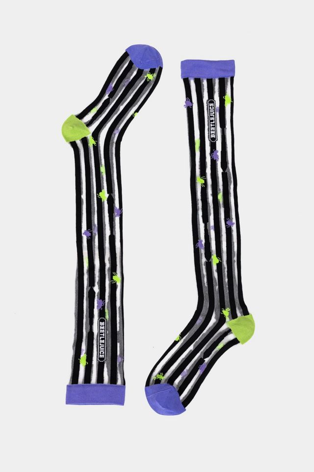 Sock Candy Beetlejuice™ Striped Knee High Sheer Sock #4