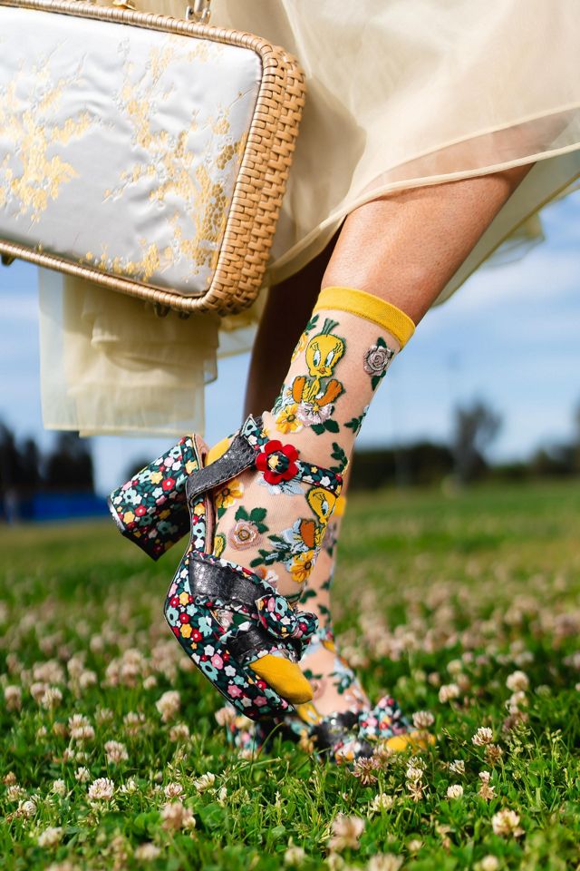 Sock Candy Tweety Bird Floral Sheer Sock #2