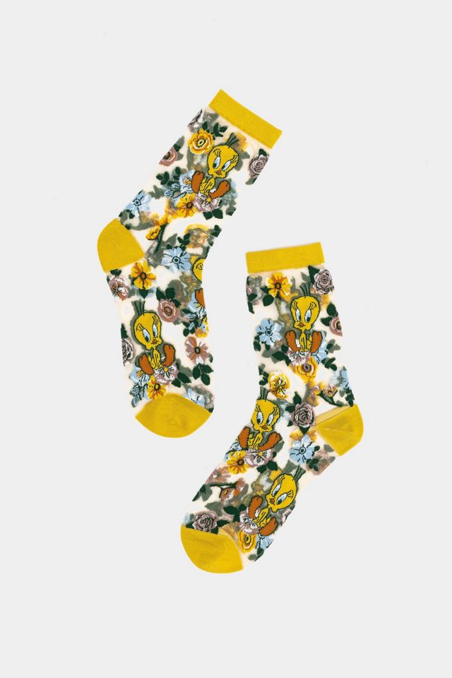 Sock Candy Tweety Bird Floral Sheer Sock #4