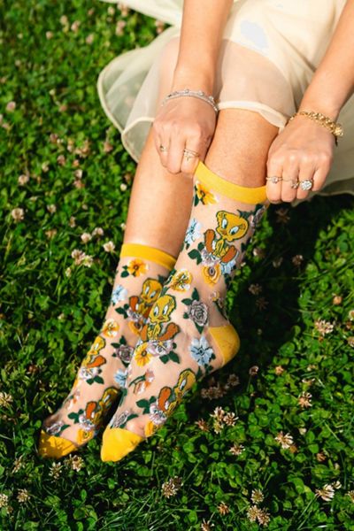 Sock Candy Tweety Bird Floral Sheer Sock