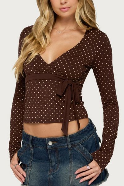 Edikted Ilen Polka Dot Wrap Top