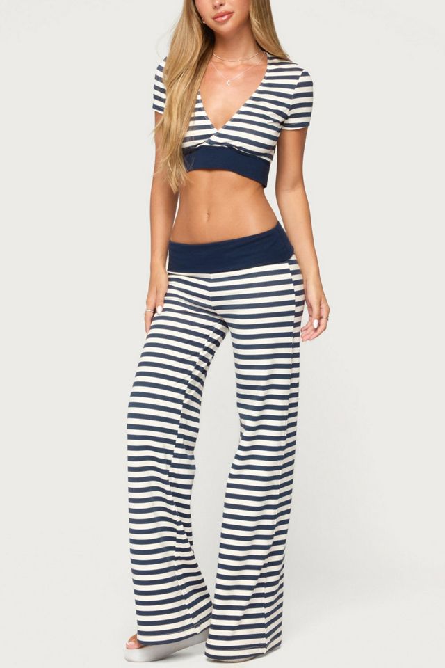 Edikted Fina Contrast Striped V Neck Top #1