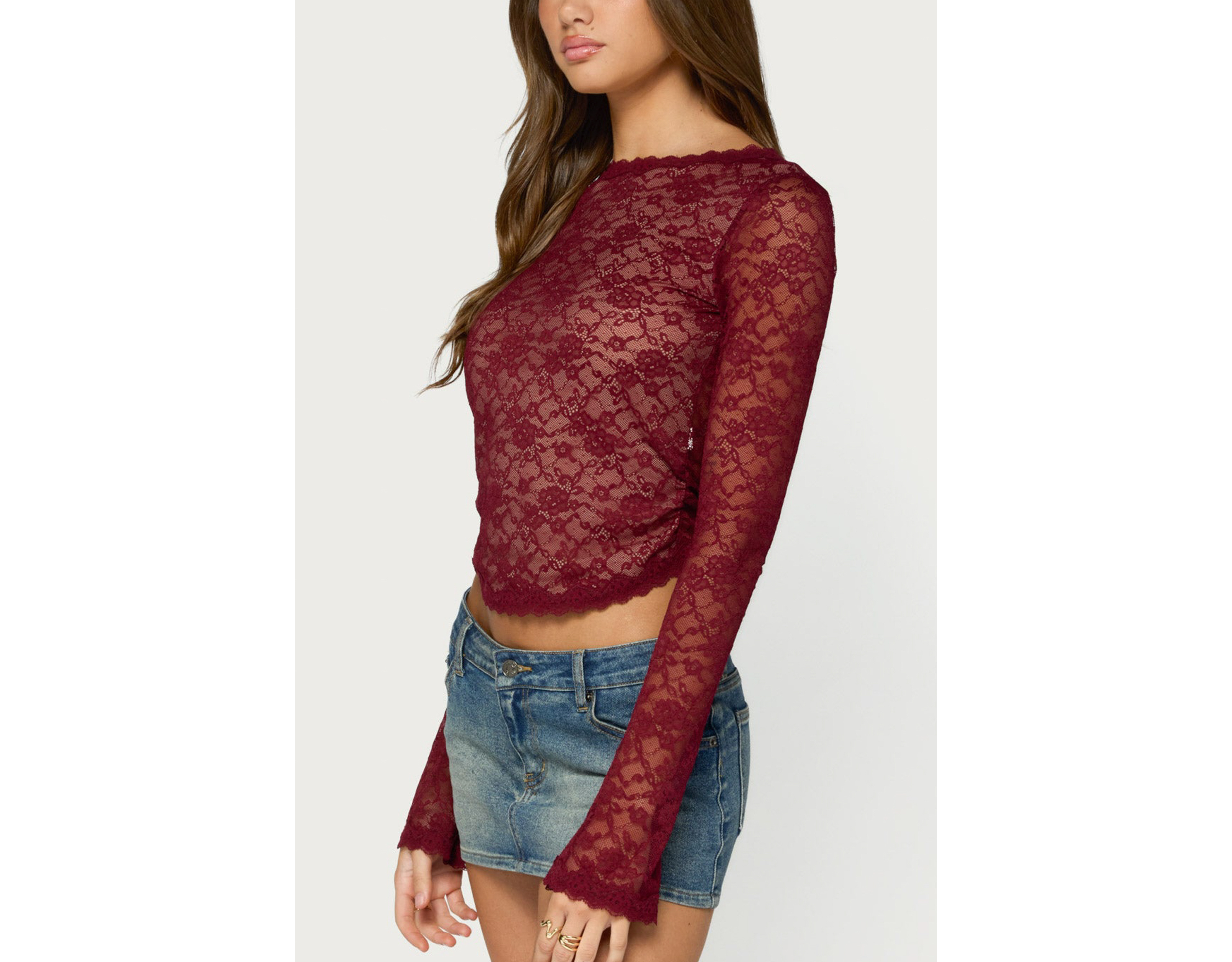 Edikted Gisele Backless Sheer Lace Top