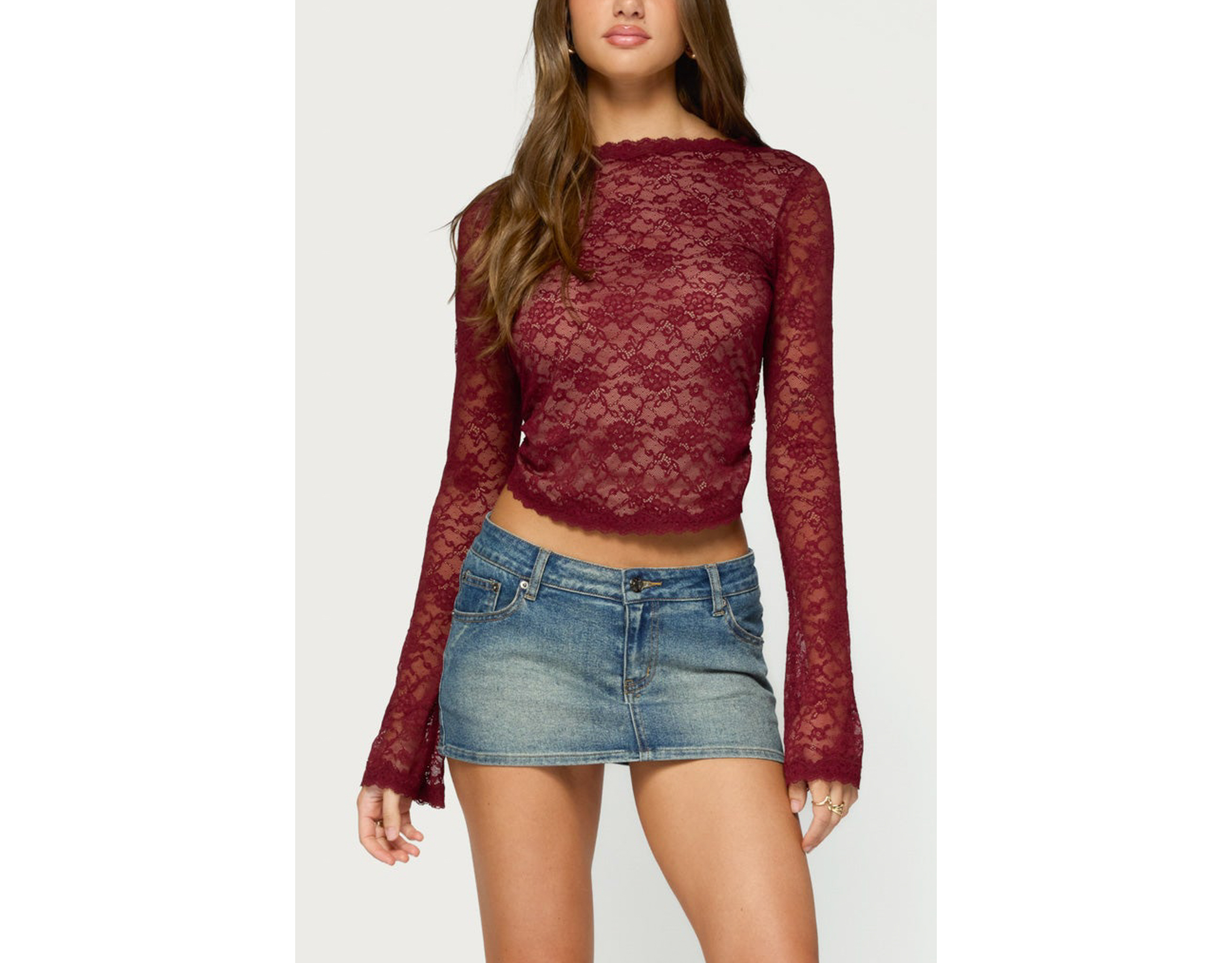 Edikted Gisele Backless Sheer Lace Top