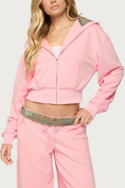 Edikted Camo Cool Contrast Zip Up Hoodie