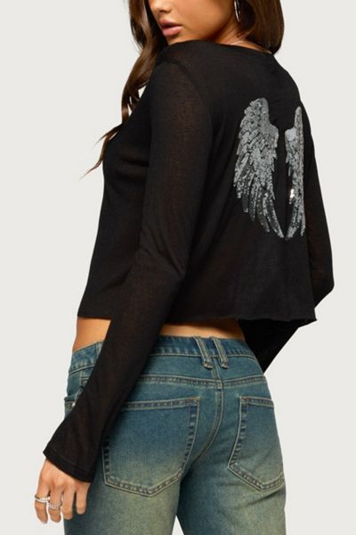Edikted Angel Girl Sheer Long Sleeve Top