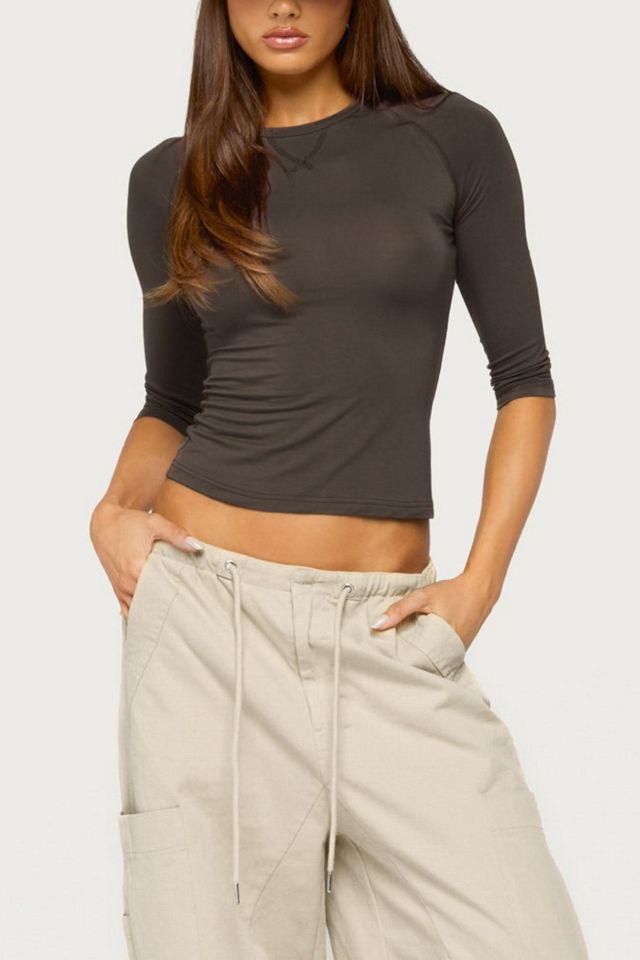 Edikted Agnez Three-Quarter Sleeve Raglan Top #3