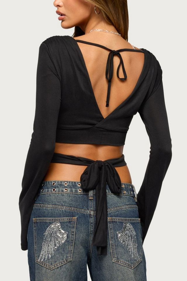 Edikted Akari Long Sleeve Wrap Top #4
