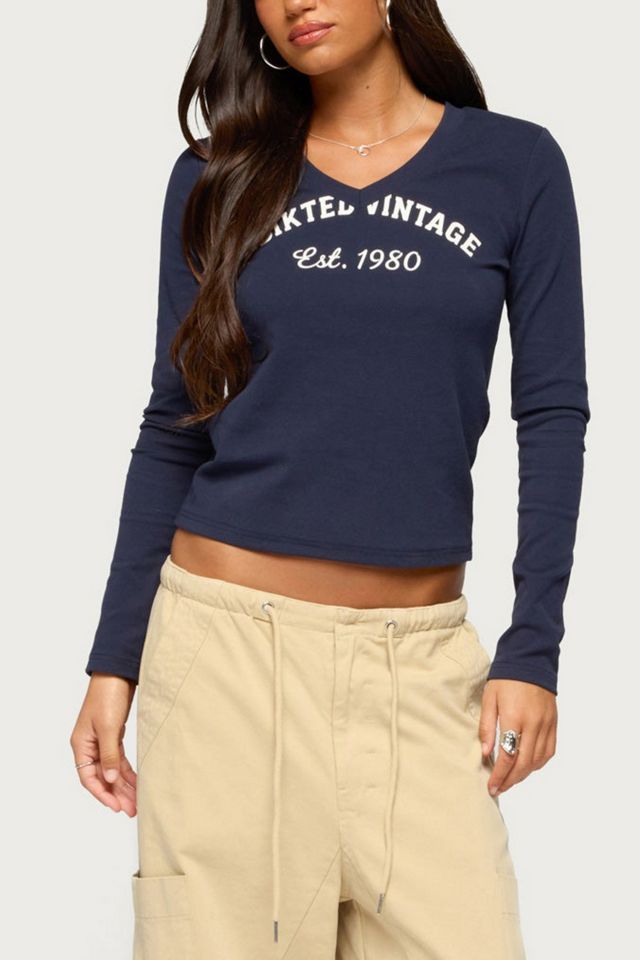 Edikted 1980 Vintage V Neck Top #3