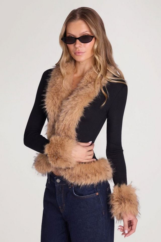 WeWoreWhat Fur Trim Cardigan #3