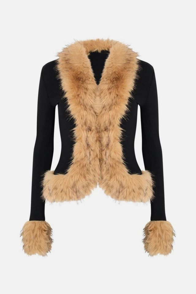 WeWoreWhat Fur Trim Cardigan #4