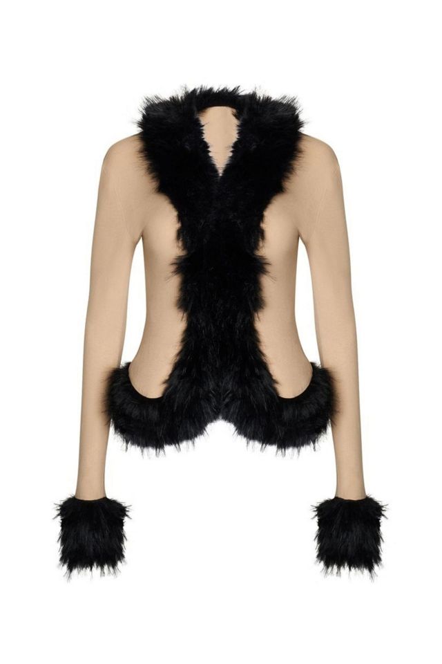 WeWoreWhat Faux Fur Trim Cardigan #1