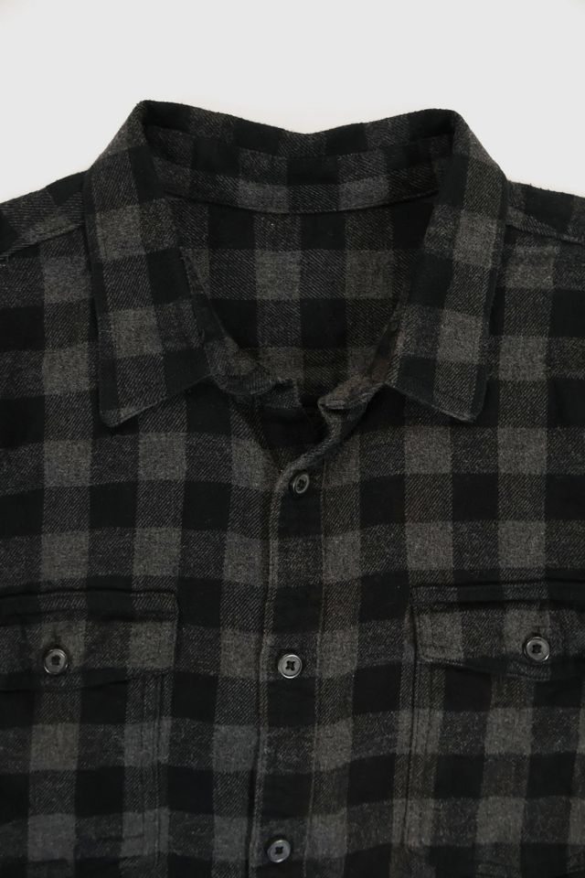 Vintage Black Plaid Bleached Shirt #2