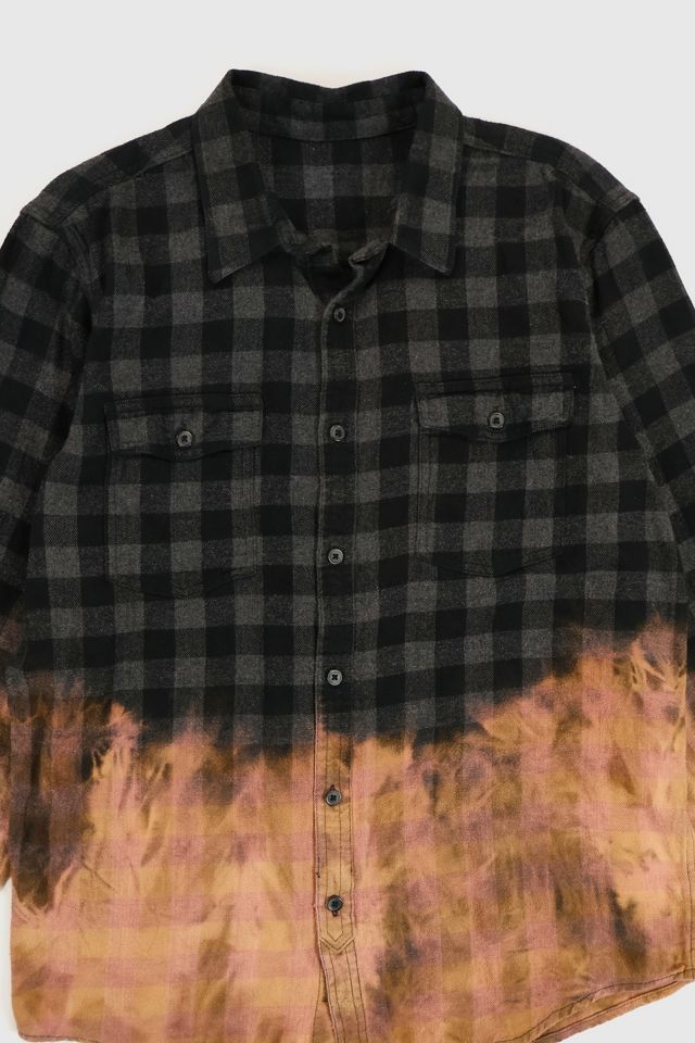 Vintage Black Plaid Bleached Shirt #3