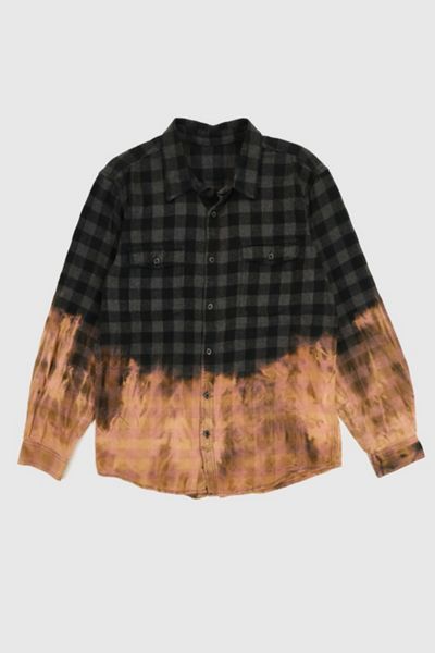 Vintage Black Plaid Bleached Shirt
