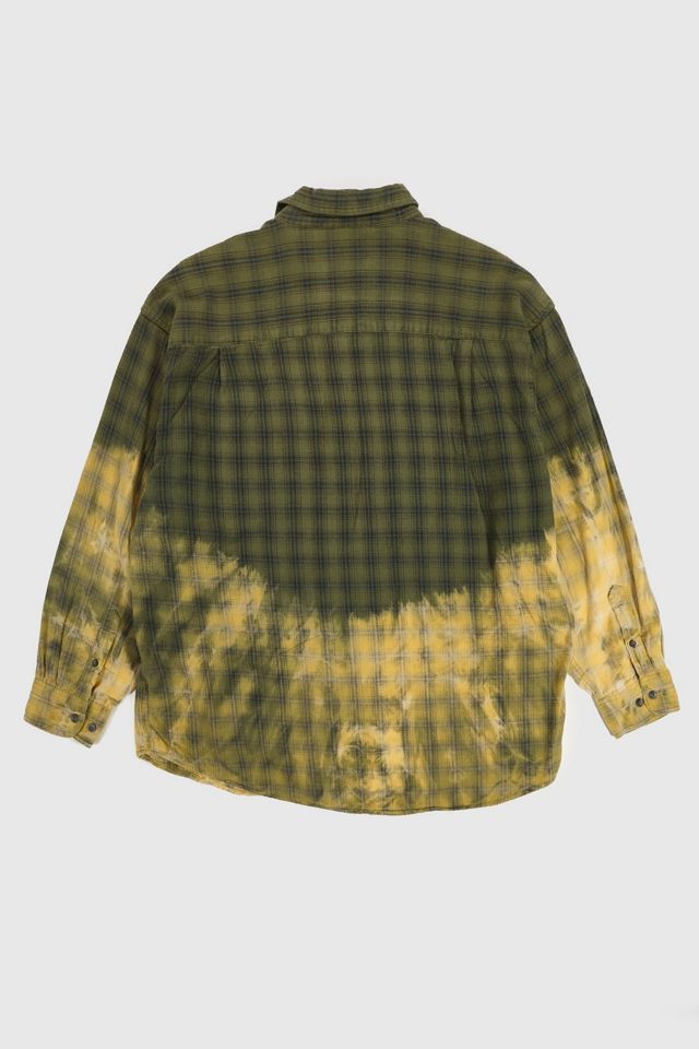 Vintage Green Plaid Bleached Shirt #1