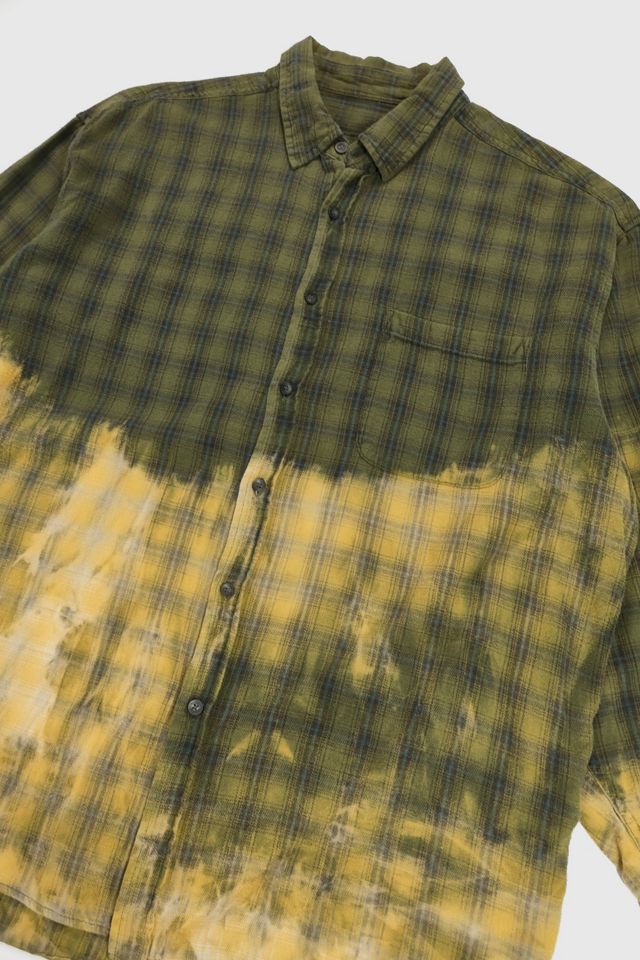 Vintage Green Plaid Bleached Shirt #2