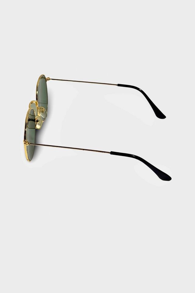 Vintage 1970's Gold Round Green Lens Sunglasses #2