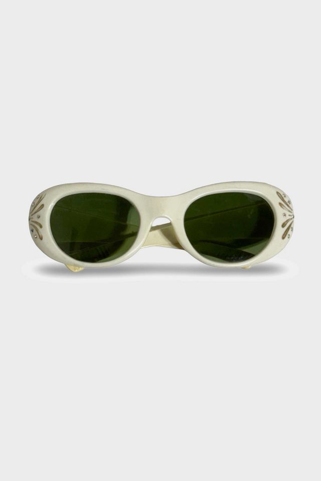 Vintage 1950's Starburst Cat Green Lens Sunglasses #1