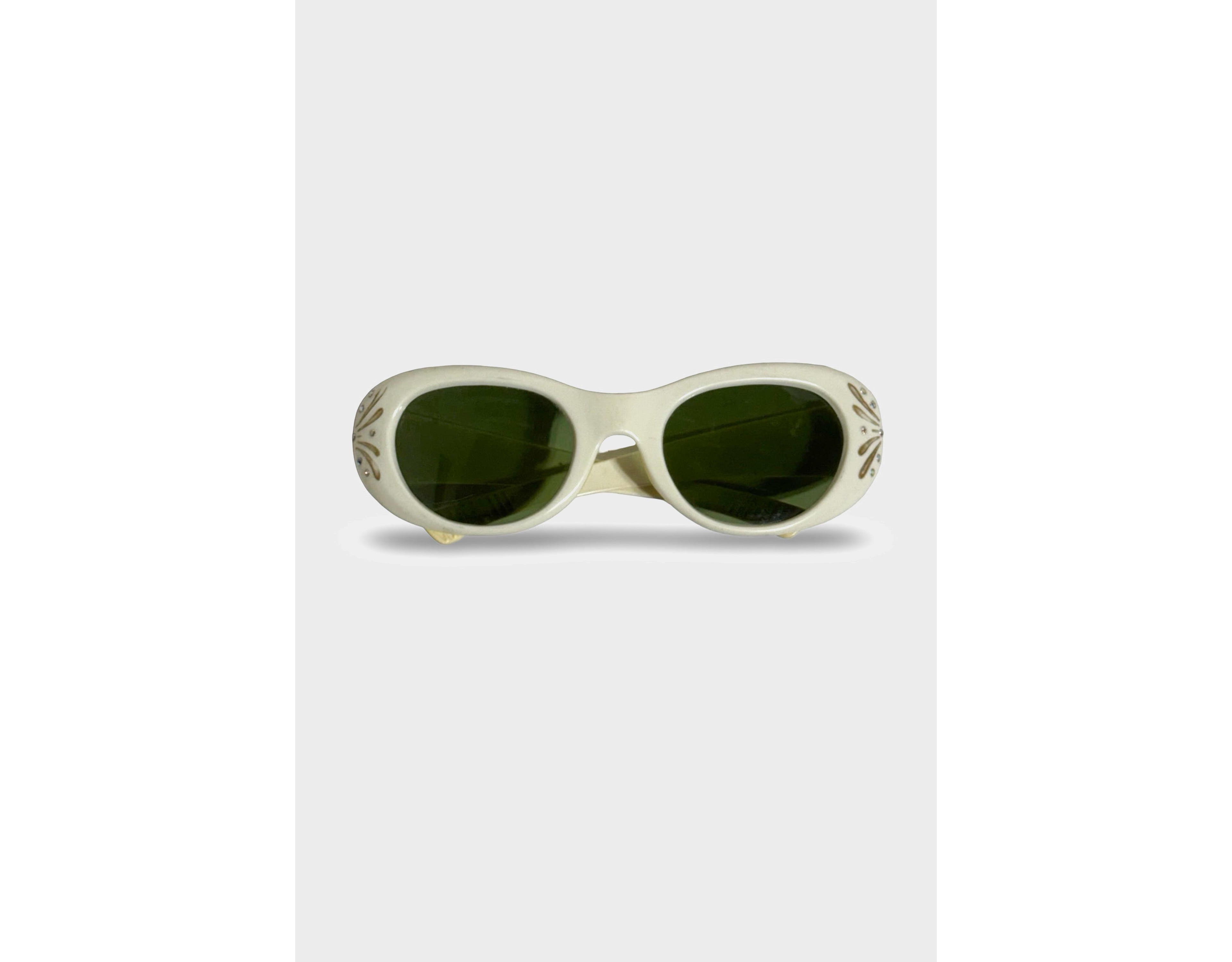 Vintage 1950's Starburst Cat Green Lens Sunglasses