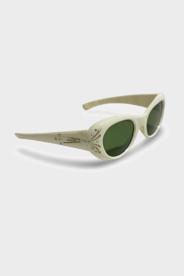 Vintage 1950's Starburst Cat Green Lens Sunglasses #2