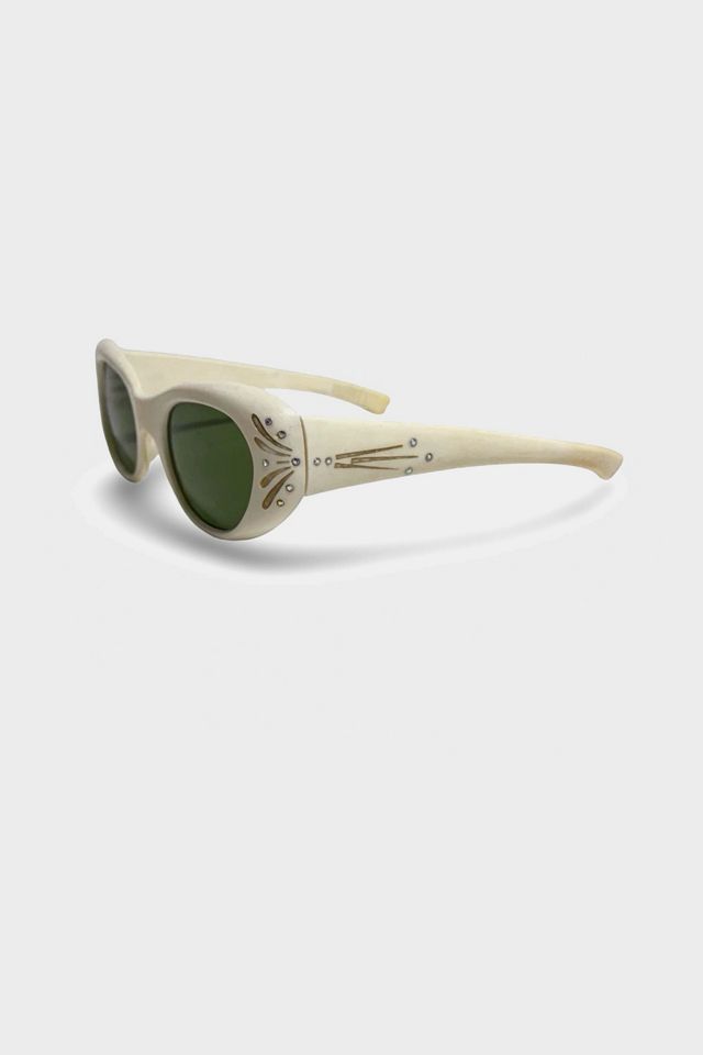Vintage 1950's Starburst Cat Green Lens Sunglasses #3