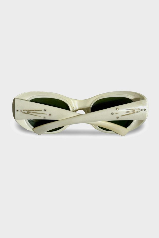 Vintage 1950's Starburst Cat Green Lens Sunglasses #4
