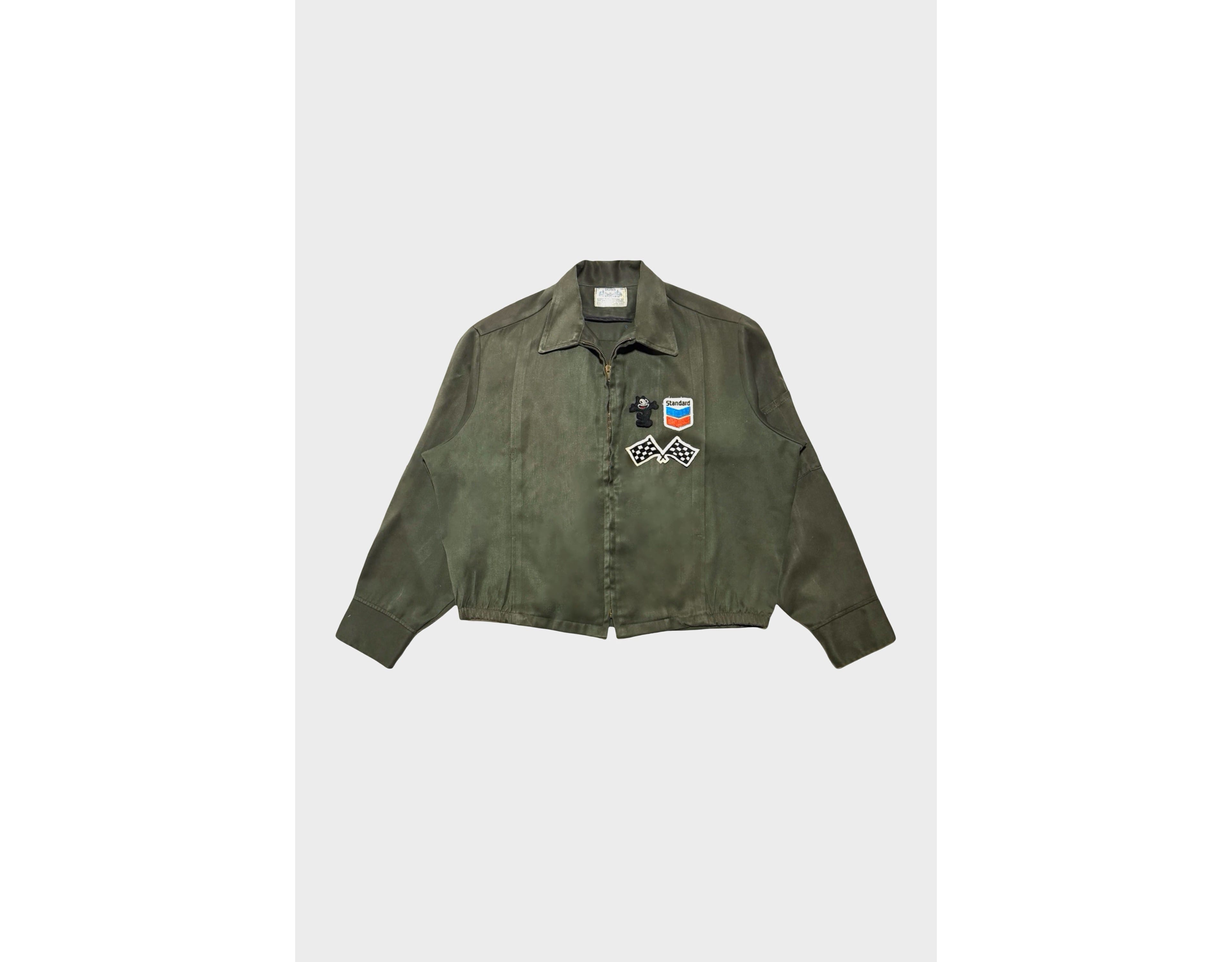 Vintage 1970's Patched Zip Front Work Jacket