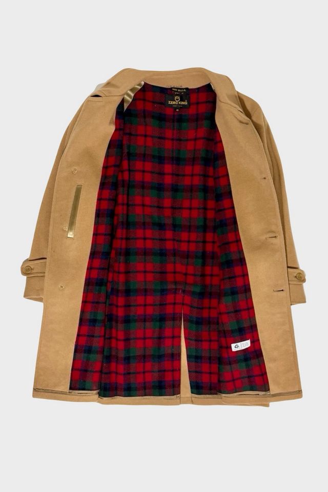Vintage 1960's Camel Wool Plaid Lined Long Coat #1