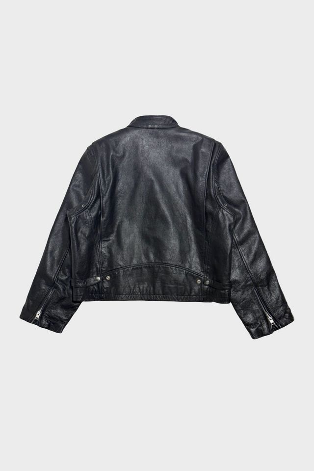 Vintage 1990's Black Leather Cropped Zip Motorcycle Jacket #1