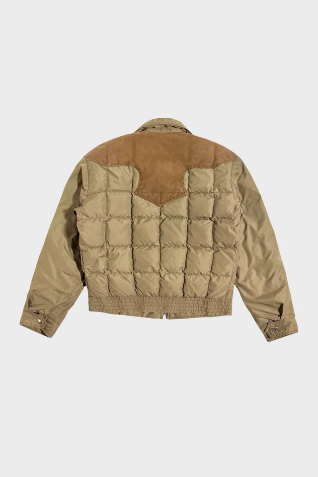 Vintage 1970's Suede Western Quilted 100% Down Jacket #1