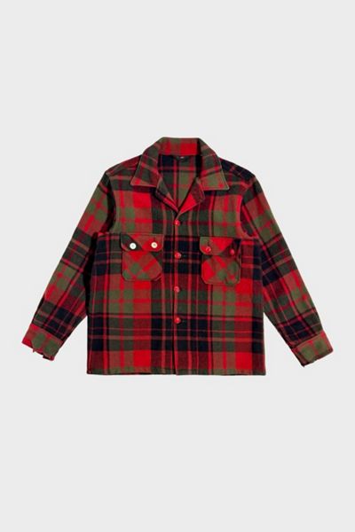 Vintage 1970's Woolrich Plaid Wool Flannel Shirt Jacket