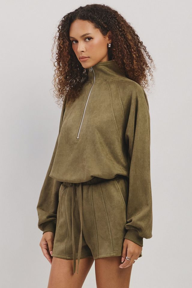 Personal Code Simone Suede Half Zip Up Top #3