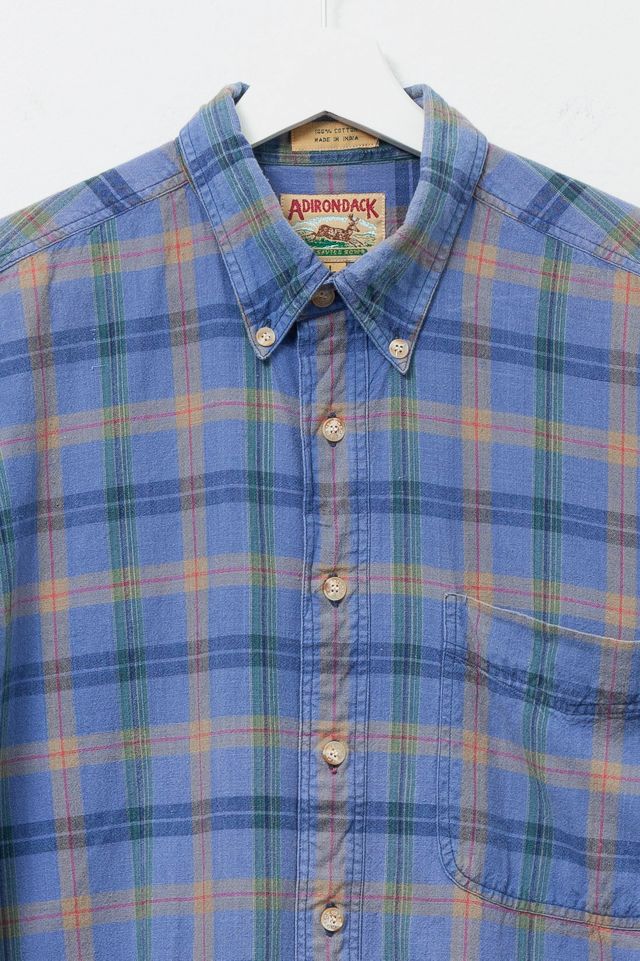 Vintage 1990s Blue Plaid Cotton Button Up Shirt #2