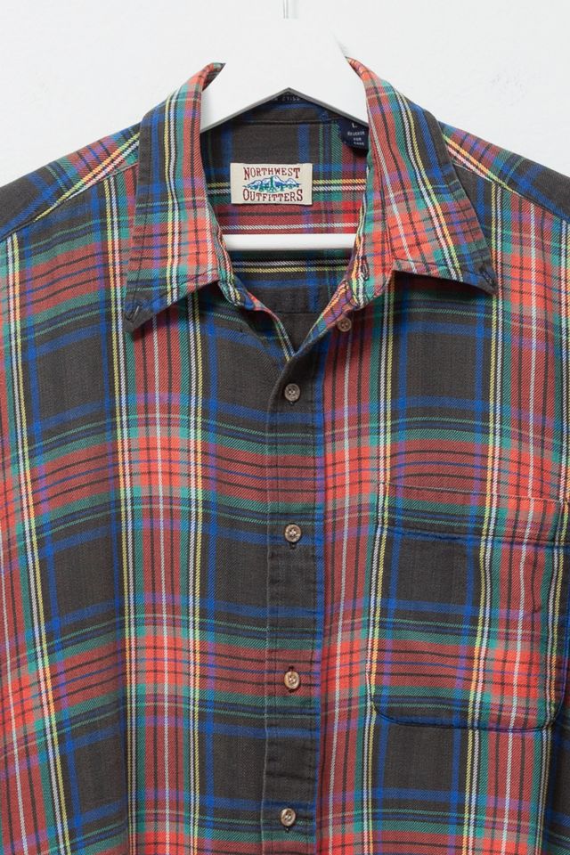 Vintage 1990s Distressed Plaid Cotton Button Up Shirt #2
