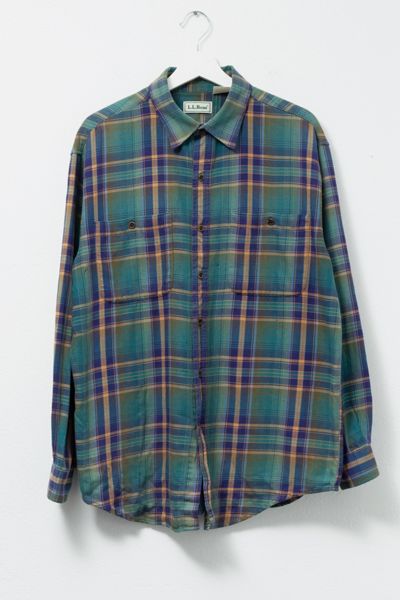 Vintage 1990s L.L. Bean Plaid Cotton Button Up Shirt