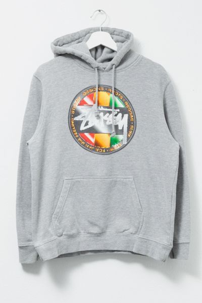 Vintage Y2K Stussy Logo Graphic Gray Hoodie