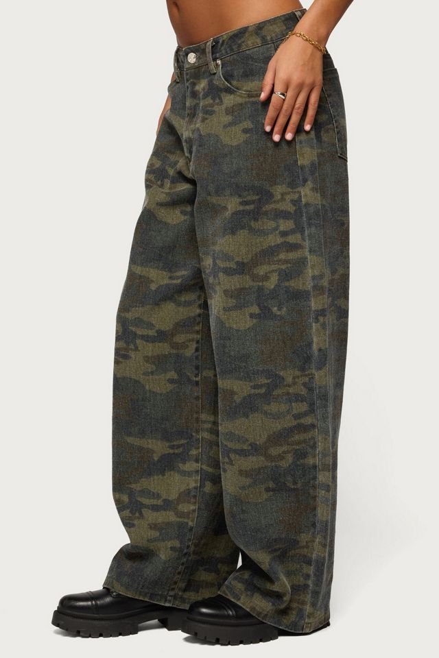 Edikted Anna Camo Low Rise Baggy Jeans #4