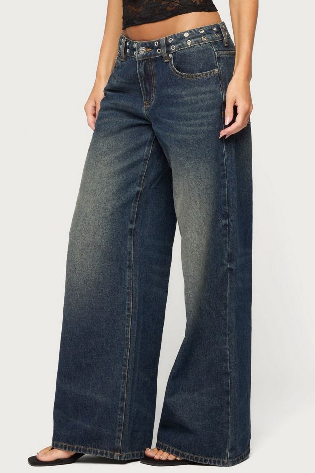 Edikted Sauly Low Rise Grommet & Wing Jeans #3