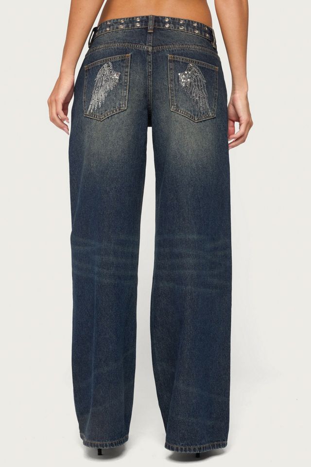 Edikted Sauly Low Rise Grommet & Wing Jeans #4