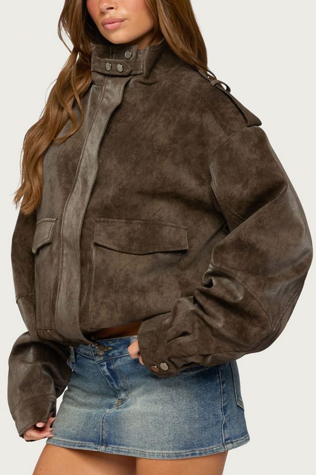 Edikted Chaya High Neck Faux Suede Jacket #2