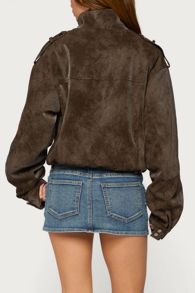 Edikted Chaya High Neck Faux Suede Jacket #3