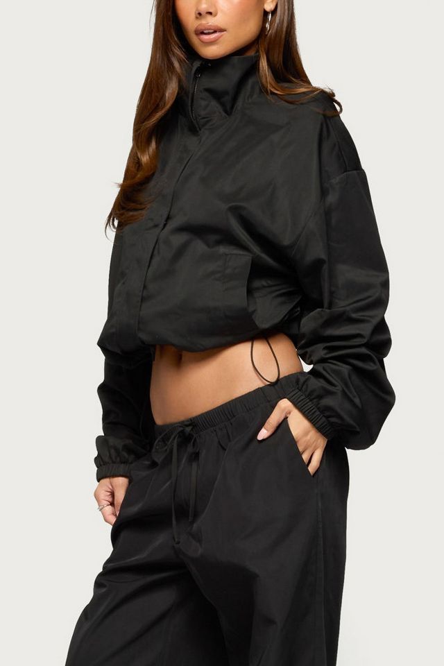 Edikted Corinne Nylon Oversized High Neck Jacket #3