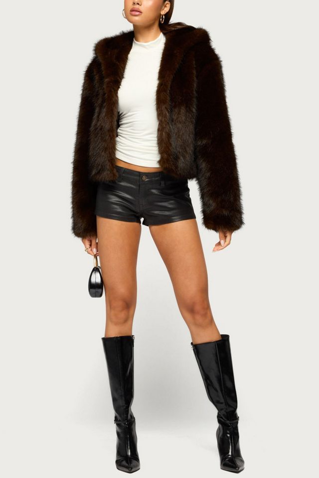 Edikted Faylin Hooded Faux Fur Jacket #1